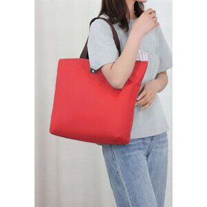 #0663   Ruby Red NWOT Large Capacity Foldable Oxford Tote Bag